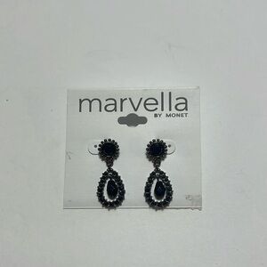 Marcella by Monet Black with Silver Tone Stud Earrings